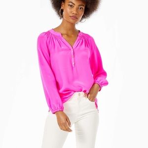 Lilly Pulitzer Elsa Blouse Prosecco Pink Small